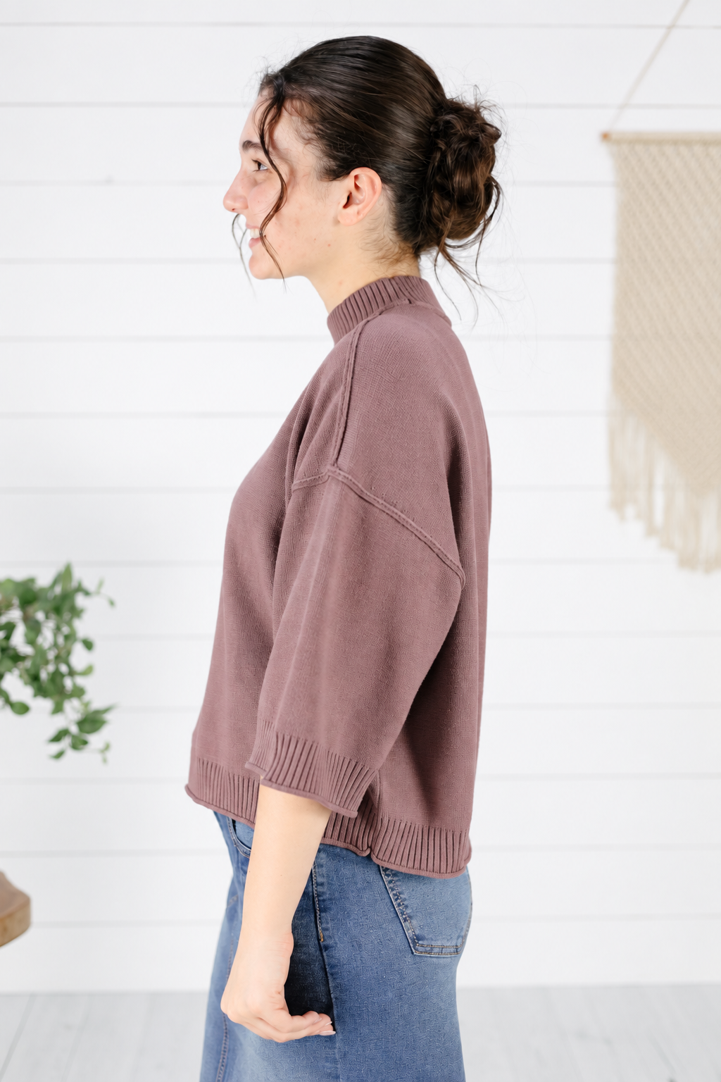 Kimmie Mock Neck Top - Mocha