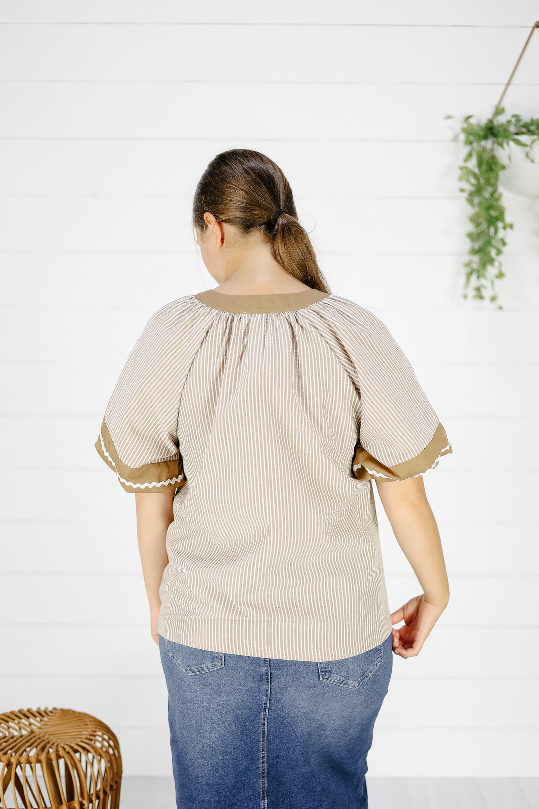 Rudi Striped Top- Taupe