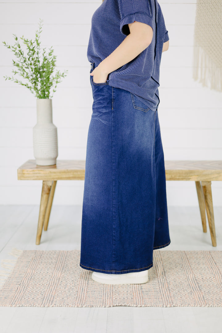 Burkley Maxi Denim Skirt- Dk. Indigo