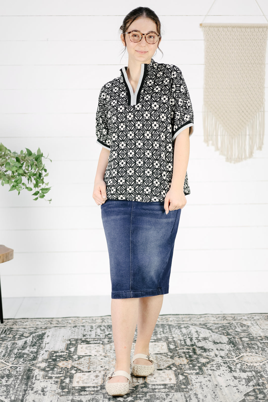 Giovanni Textured Top - Black