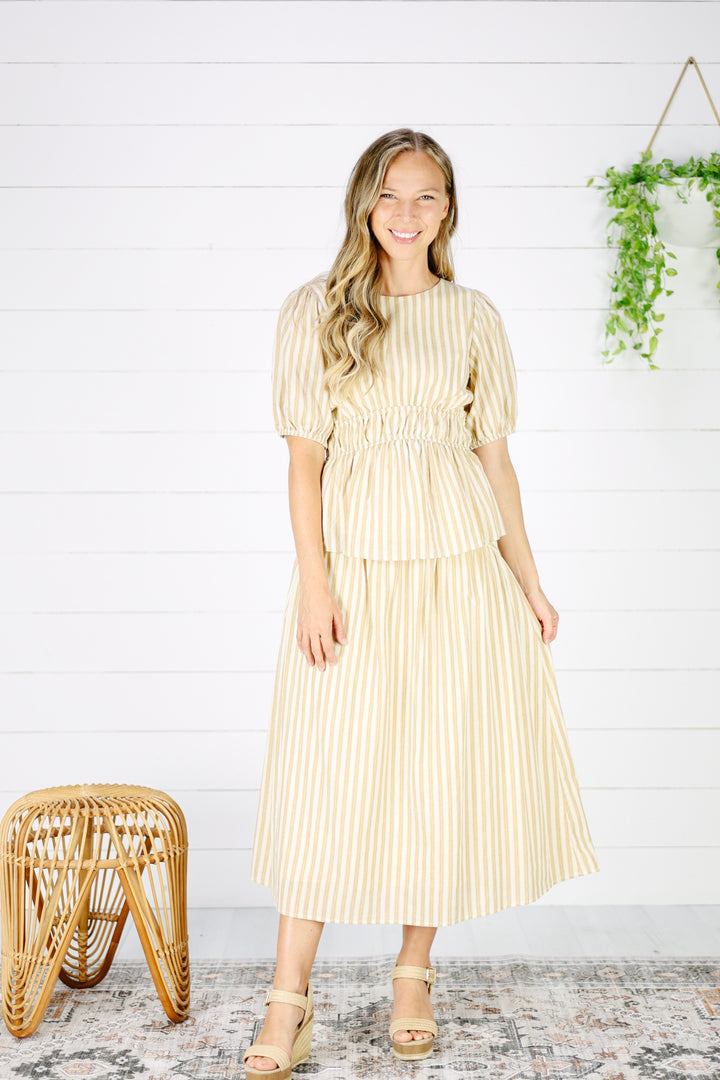 Brooklyn Stripe Top- Camel