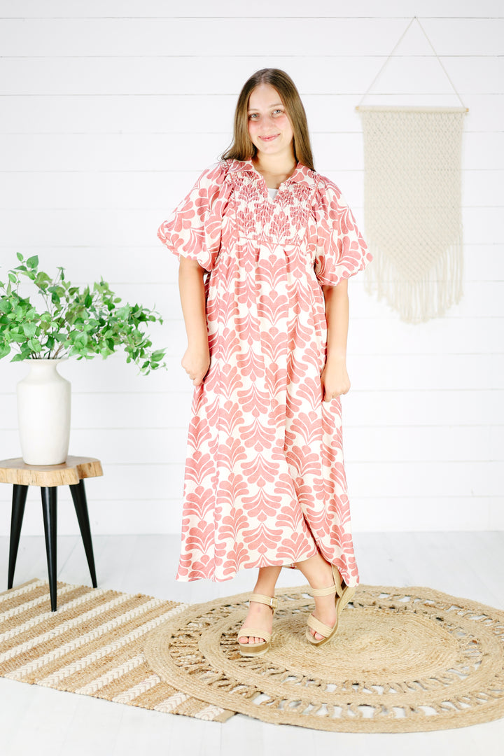 Lynette Print Maxi Dress-Mauve