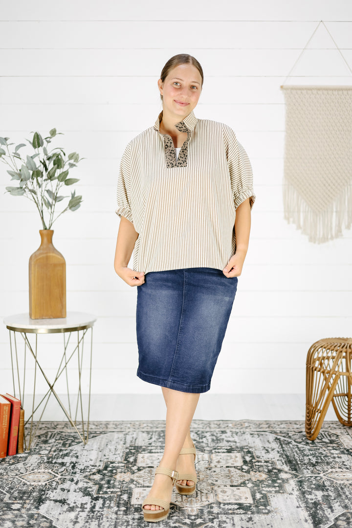 Knox Striped Top - Mocha