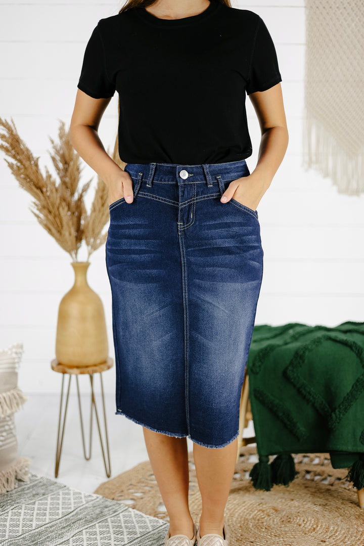 Weslynn Denim Skirt - Dk. Indigo