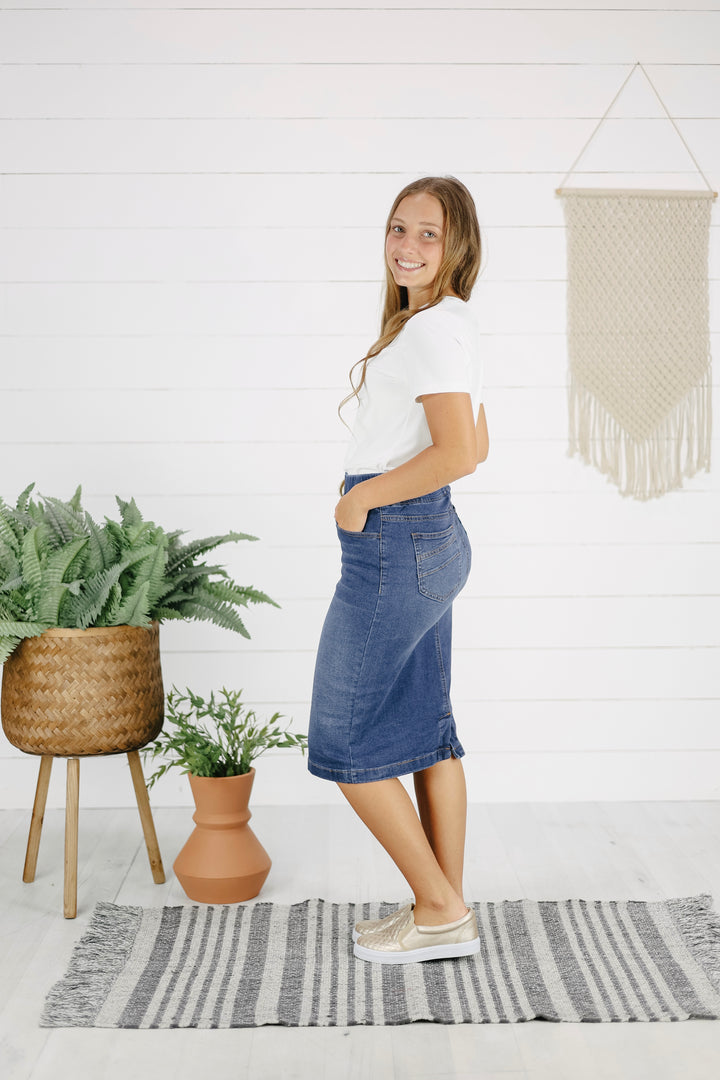 Owen Denim Skirt-Indigo Wash