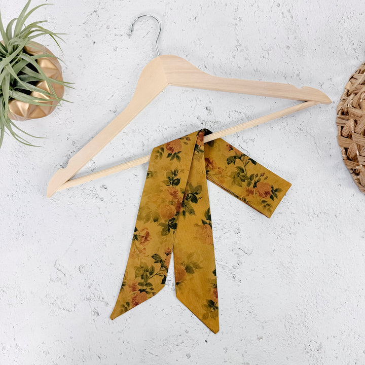 Autumn Rose Skinny Scarf- Mustard