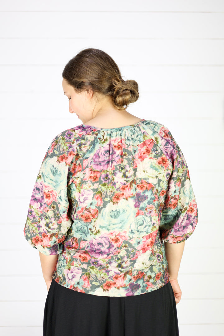 Claudette Floral Blouse-Teal