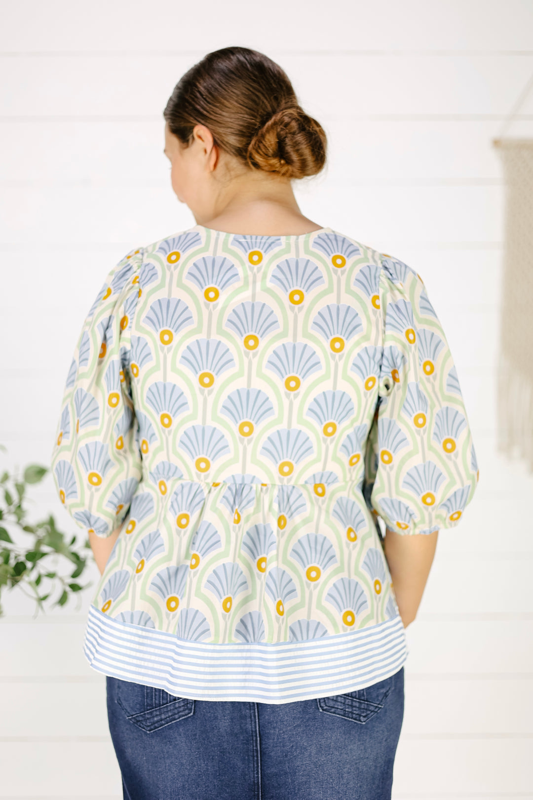 Bridgette Printed Top- Blue