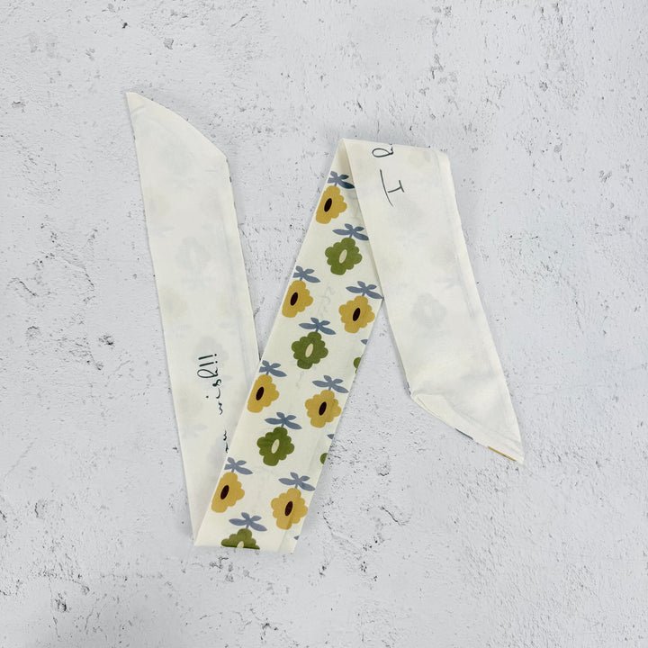 Mabel Floral Skinny Scarf- Cream