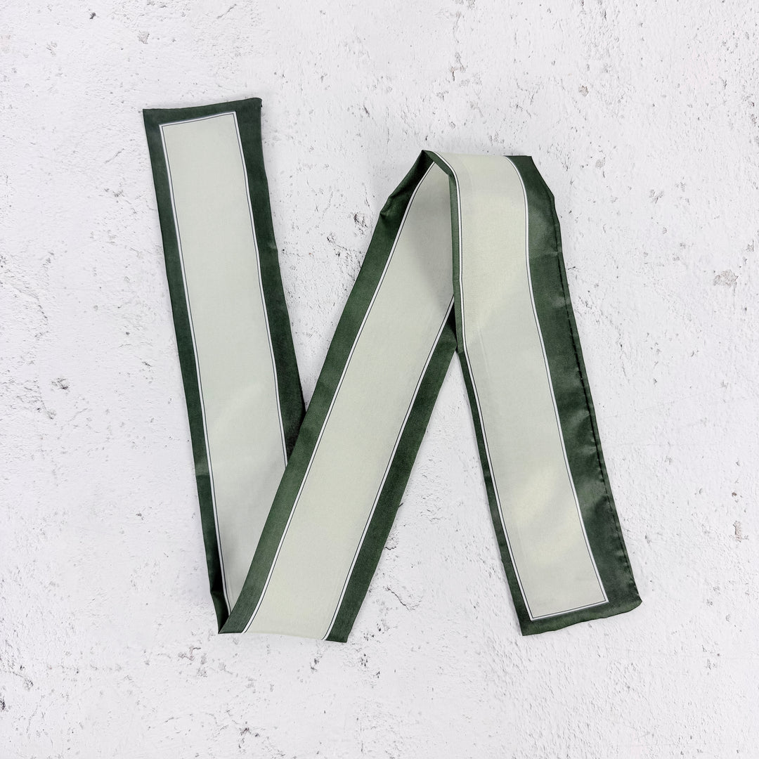 Evergreen Border Skinny Scarf