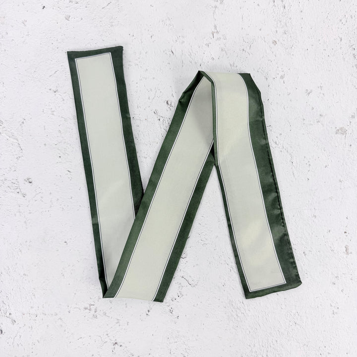 Evergreen Border Skinny Scarf