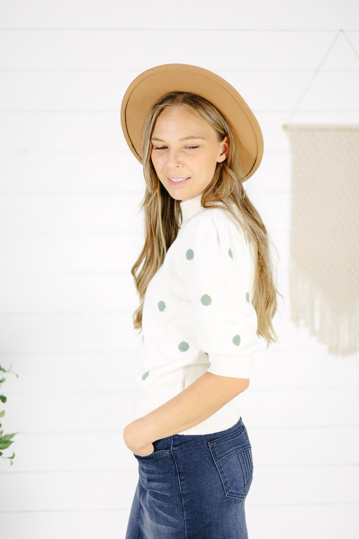 Jena Polka Dot Sweater - Cream