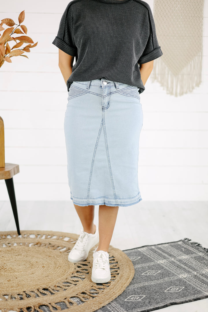 Jersey Denim Skirt - Lt. Indigo