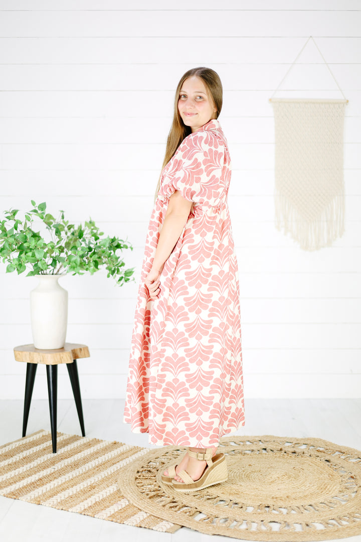Lynette Print Maxi Dress-Mauve