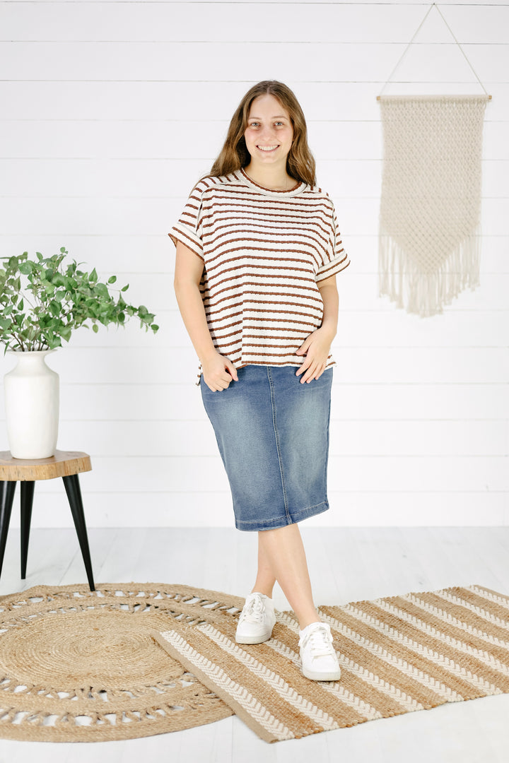 Asha Stripe Top- Brown