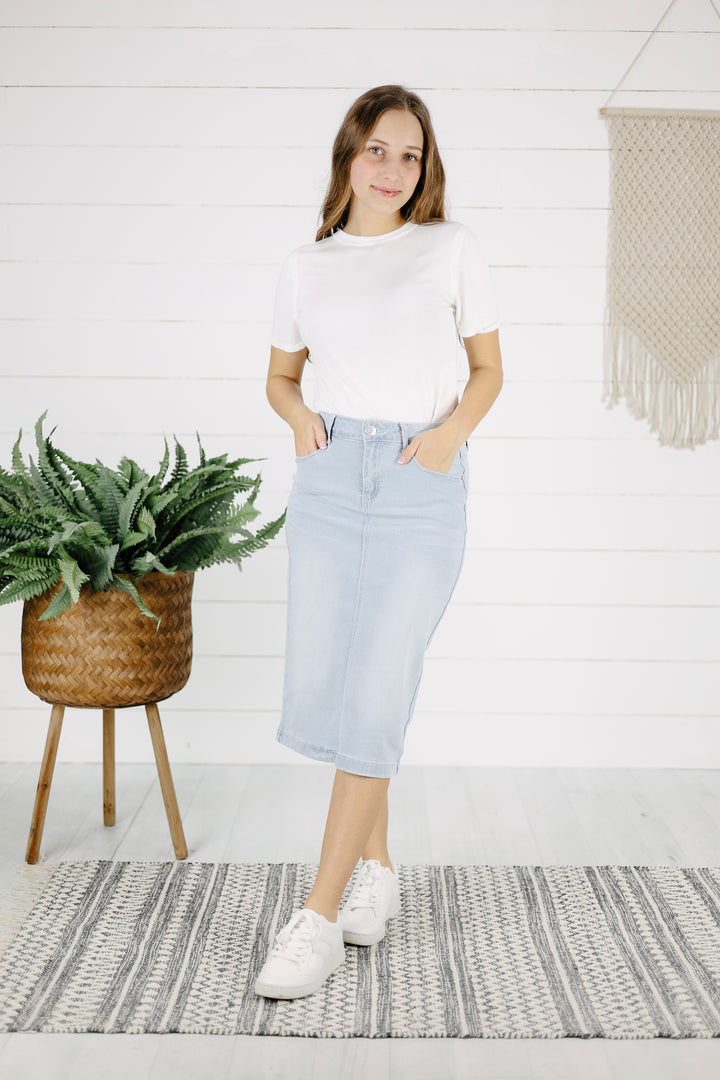 Kristen Denim Skirt - Lt. Indigo Wash
