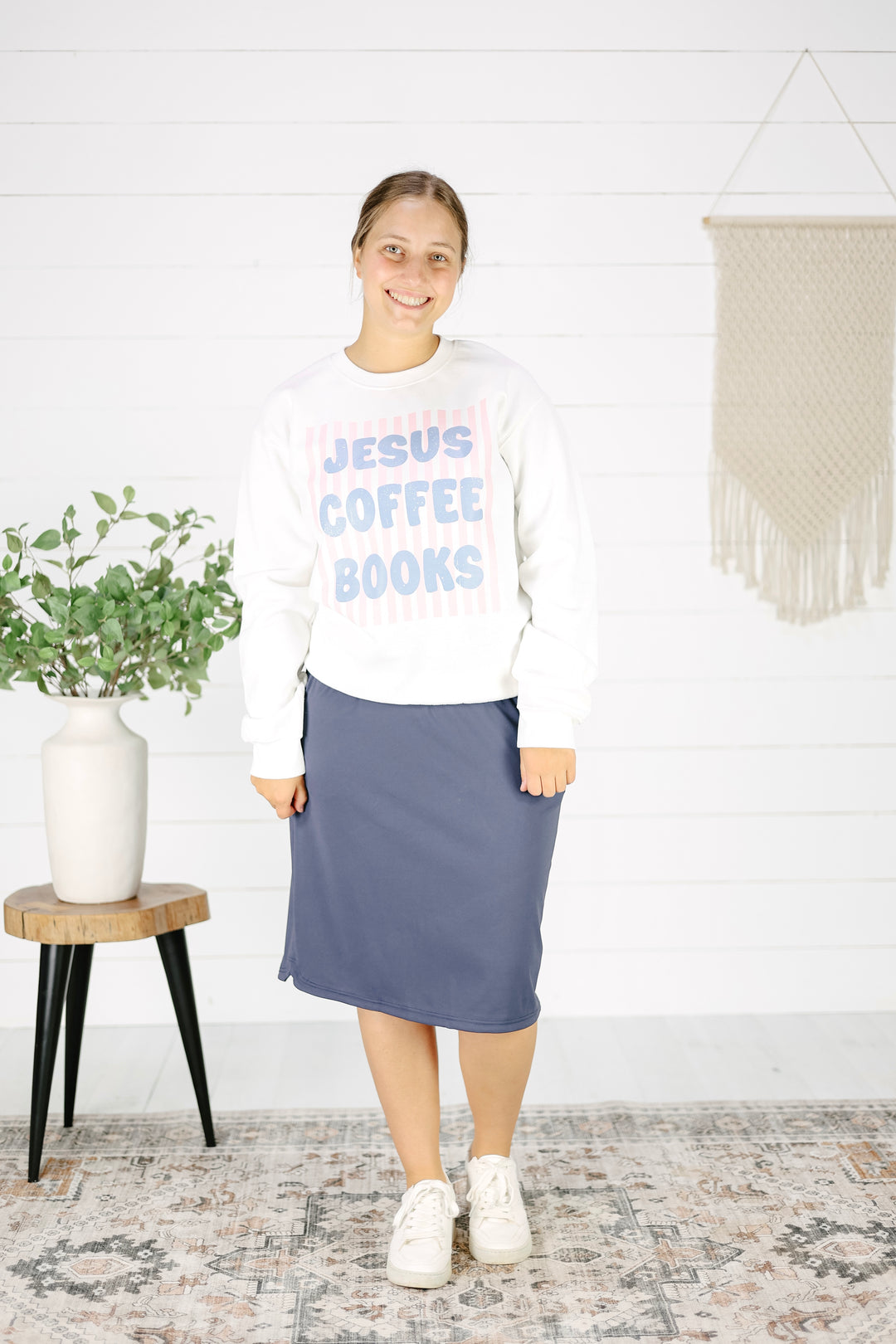 Jesus Coffee Books Sweatshirt- White