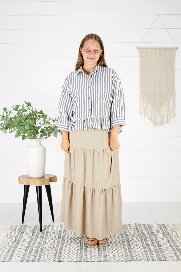 Caelynn Stripe Top- Navy