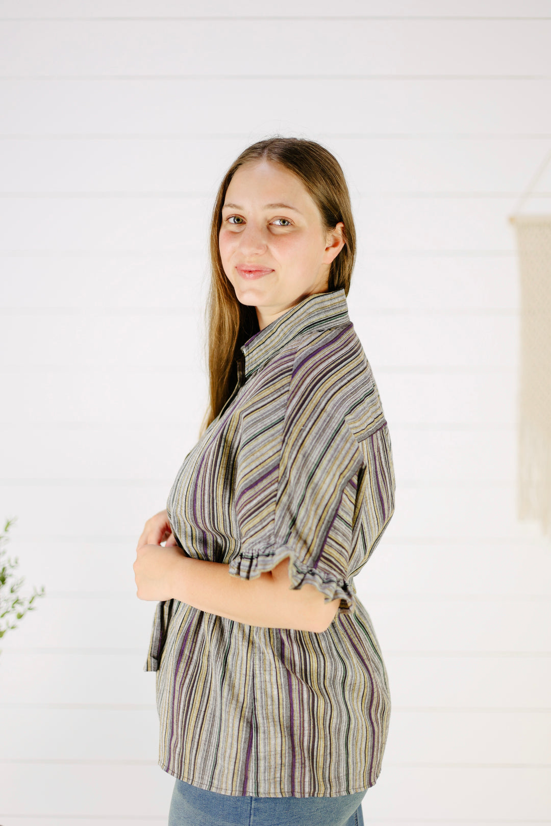 Hallen Stripe Top- Plum