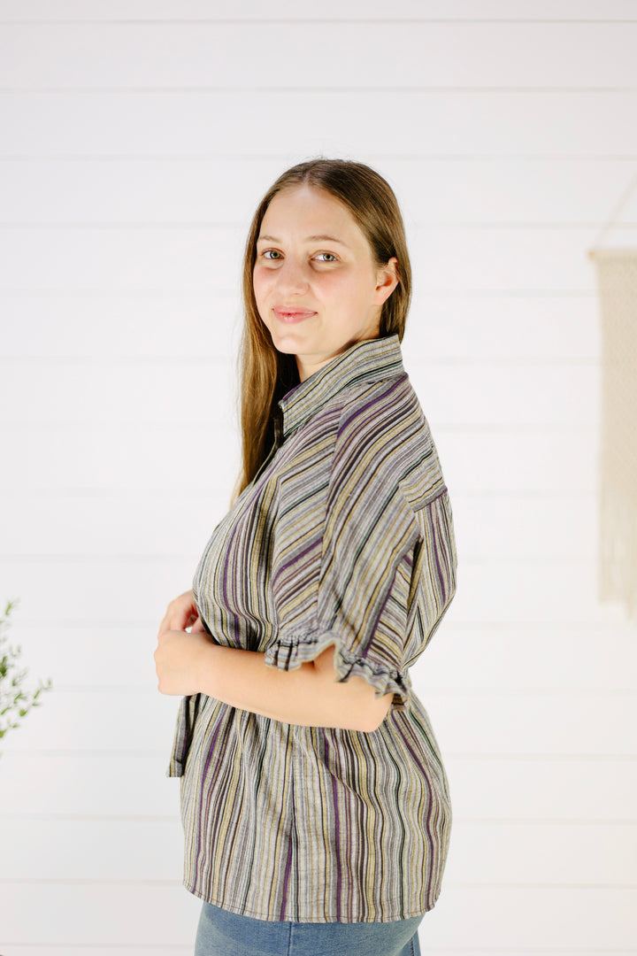 Hallen Stripe Top- Plum