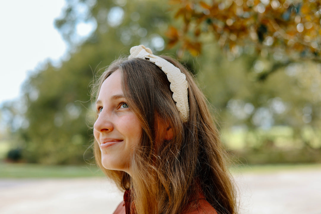 Kelly Top Knot Headband- Ivory