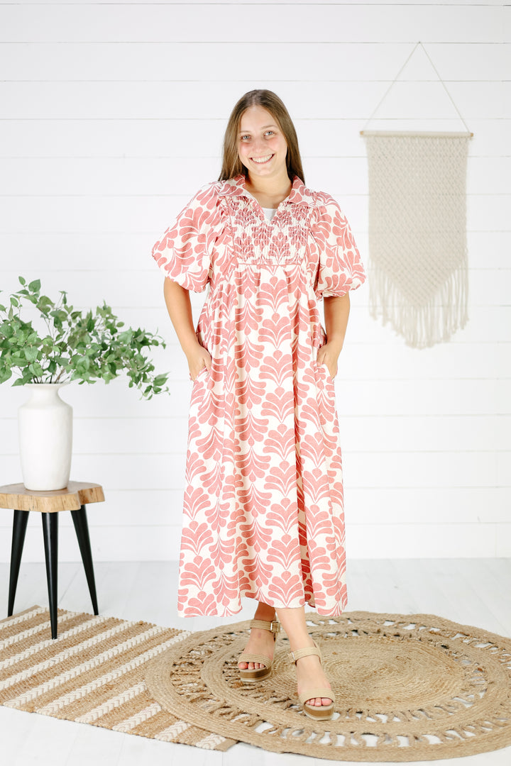 Lynette Print Maxi Dress-Mauve