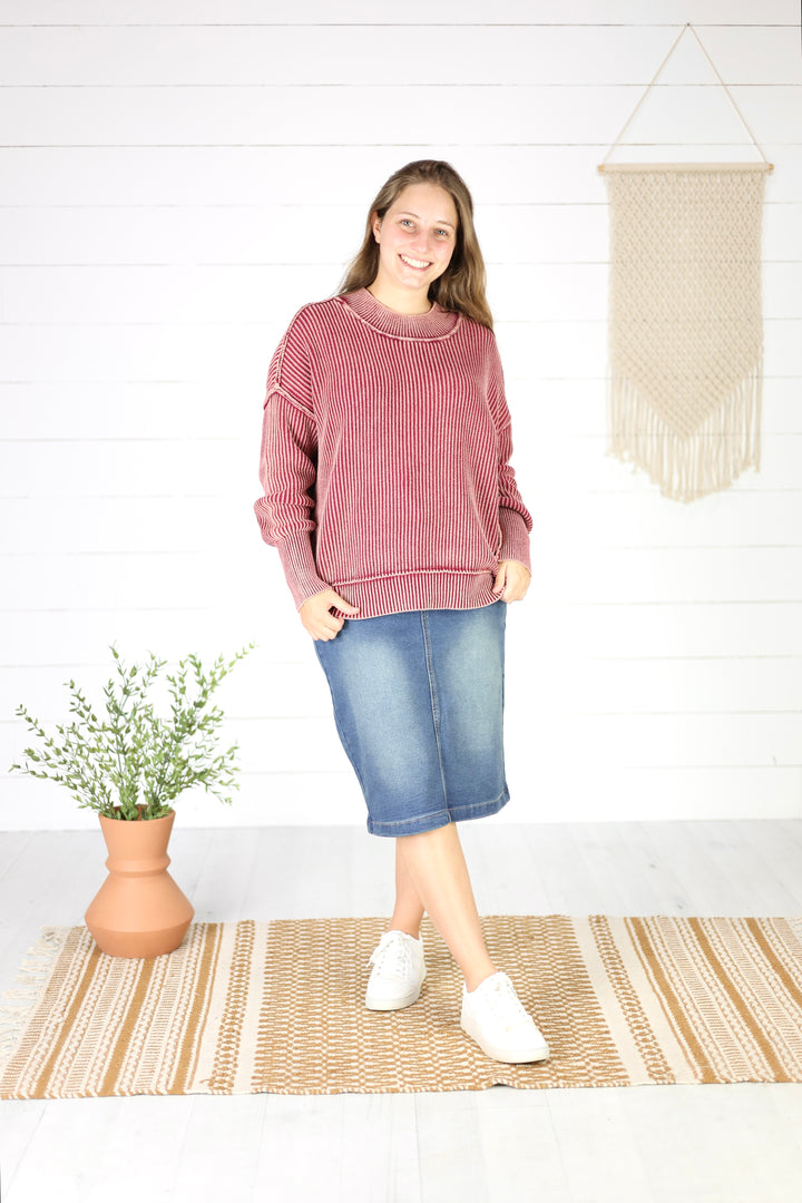 Kanyon Knit Sweater- Cabernet