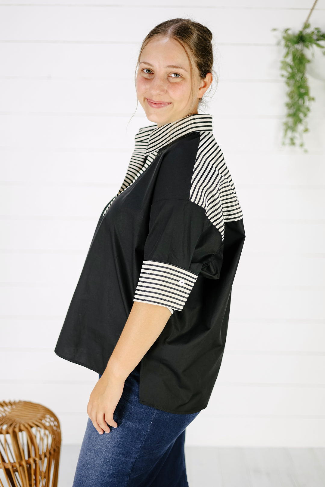 Marnie Print Top-Black