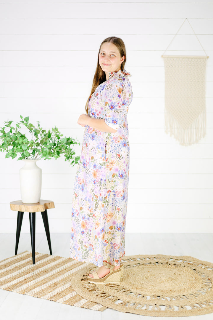 Estella Floral Maxi Dress-Blue