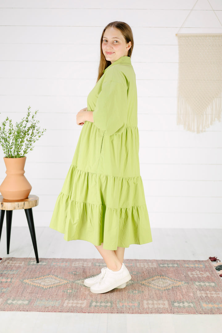 Ayanna Poplin Midi Dress- Light Green