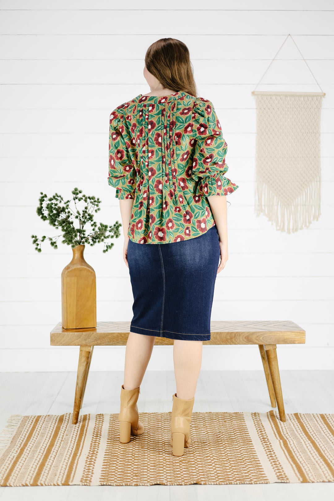 Mackenzie Floral Top- Burgundy/Final Sale