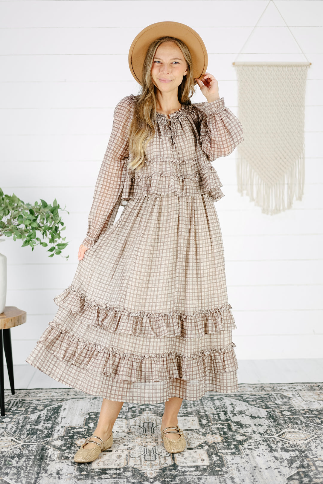 Stella Ruffle Blouse - Brown