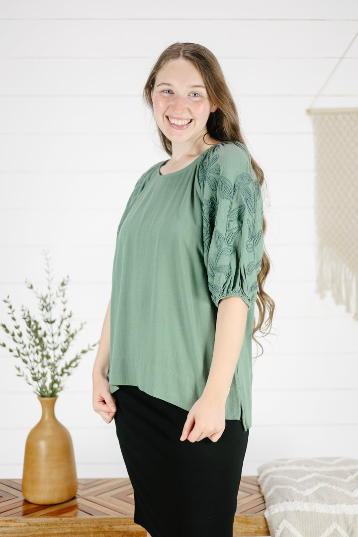 Chelsey Detail Top- Sage