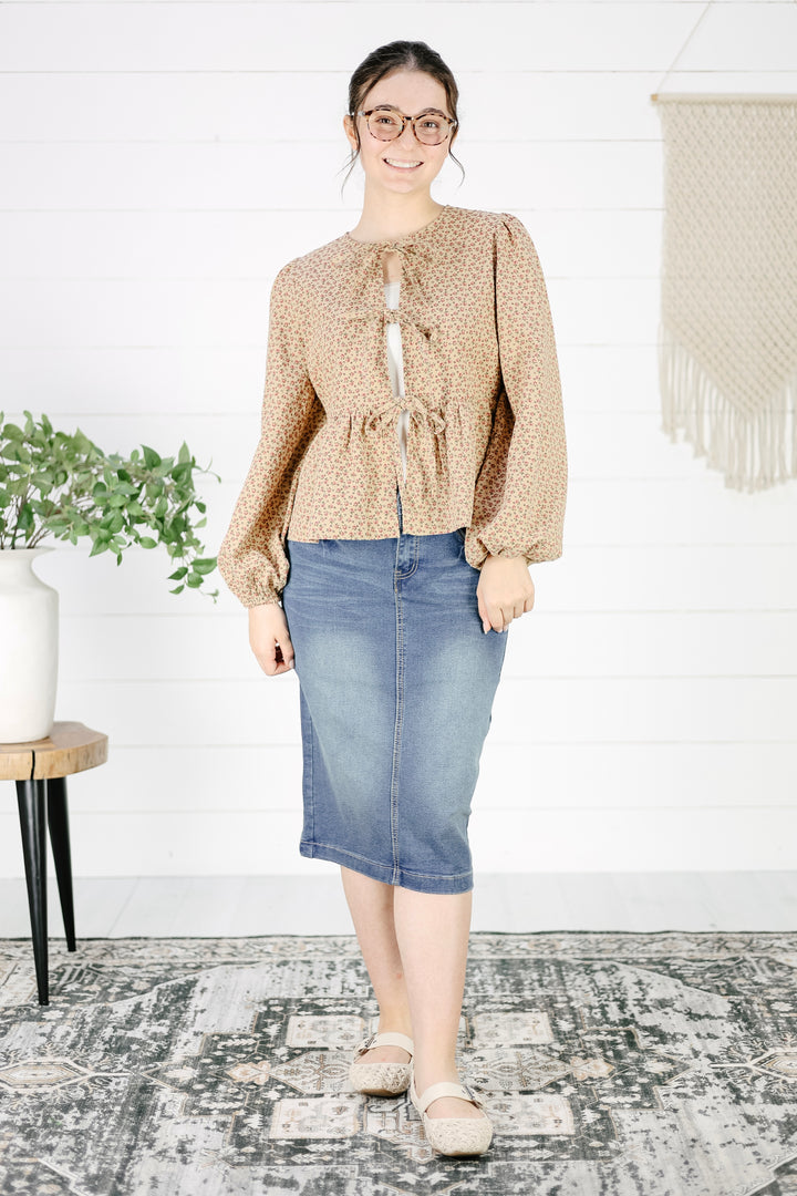 Nylah Peplum Blouse - Tan
