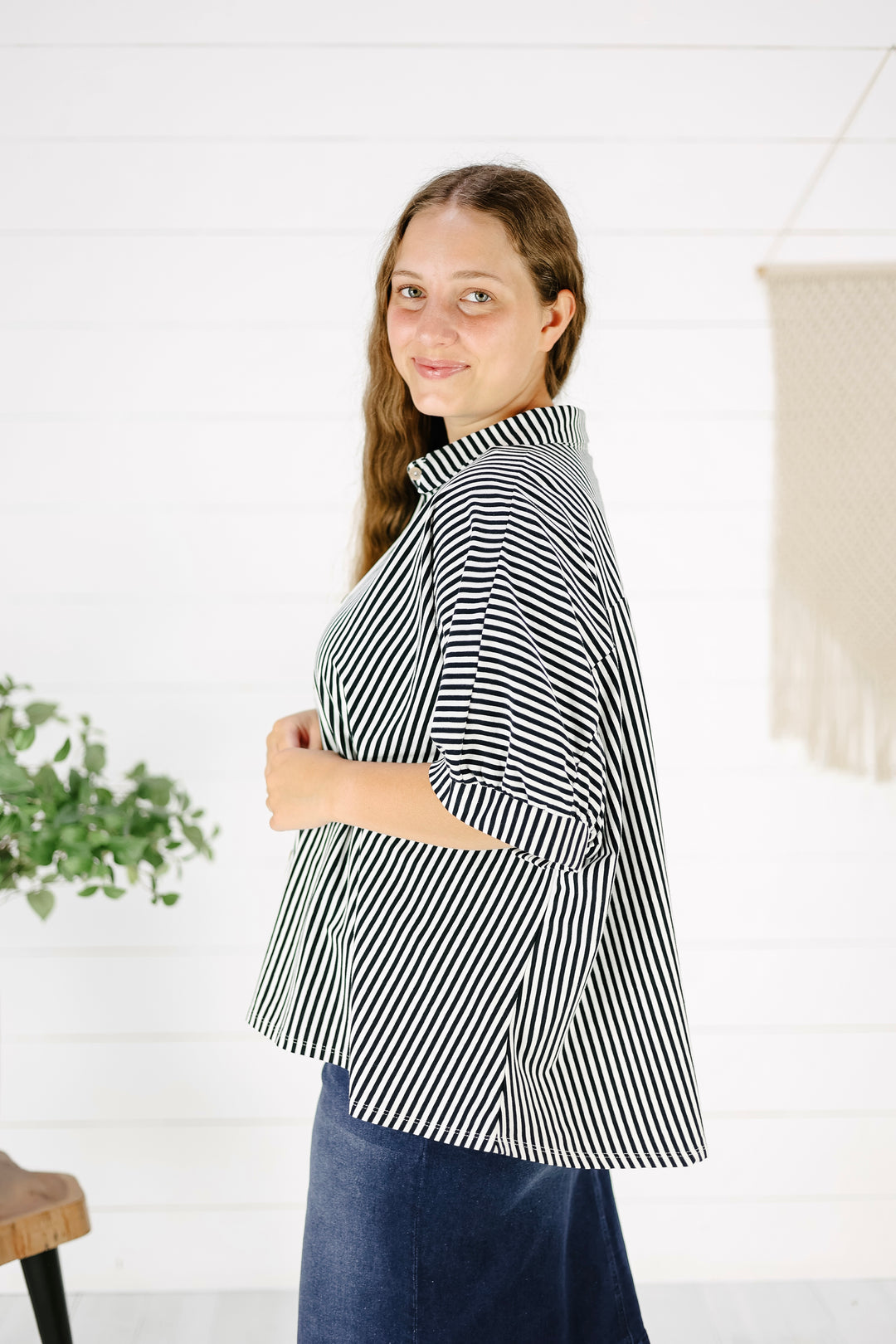 Constance Stripe Top-Black
