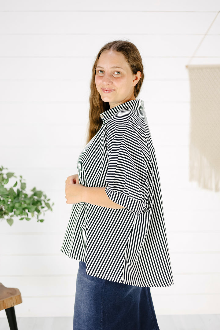 Constance Stripe Top-Black