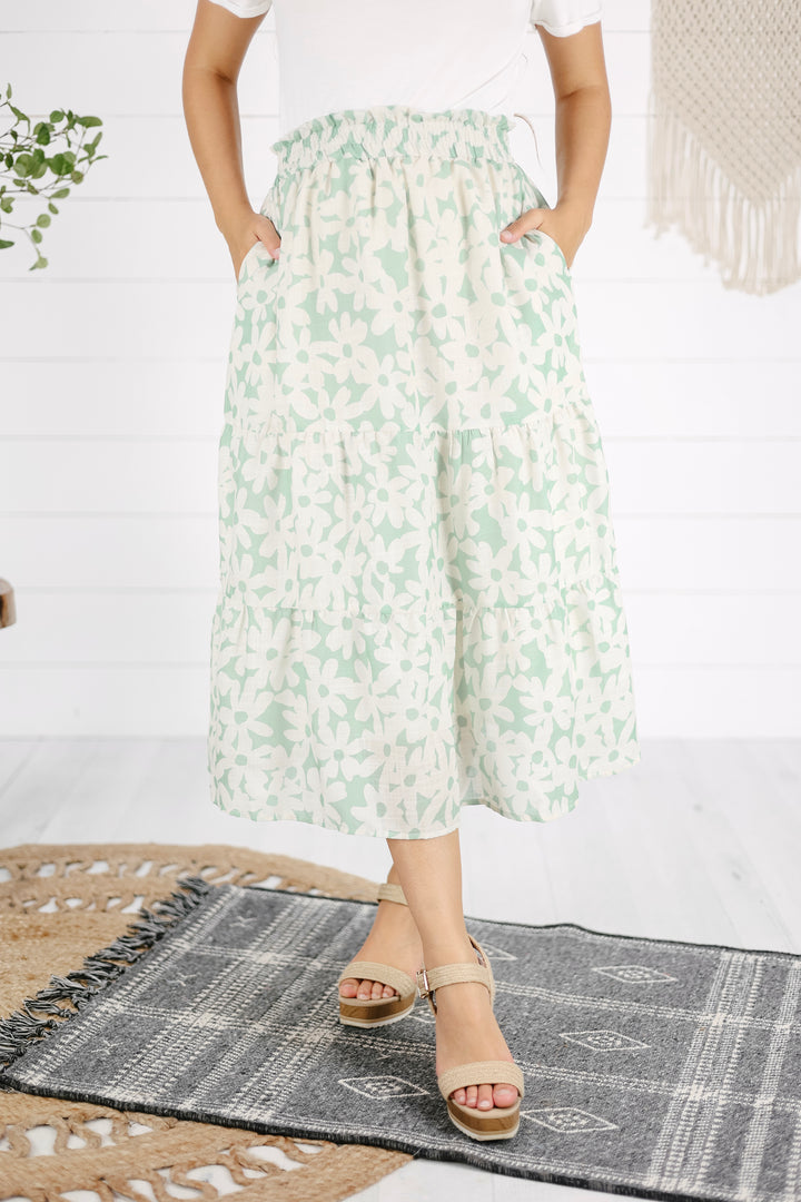 Wren Floral Skirt - Green