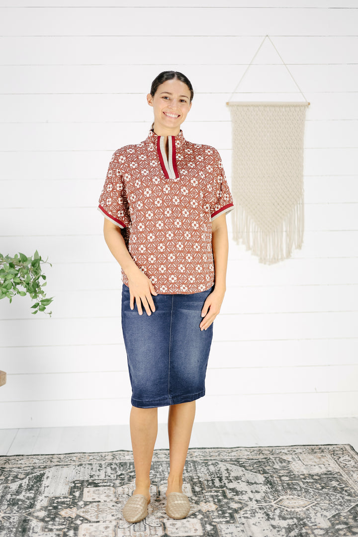 Giovanni Textured Top - Rust