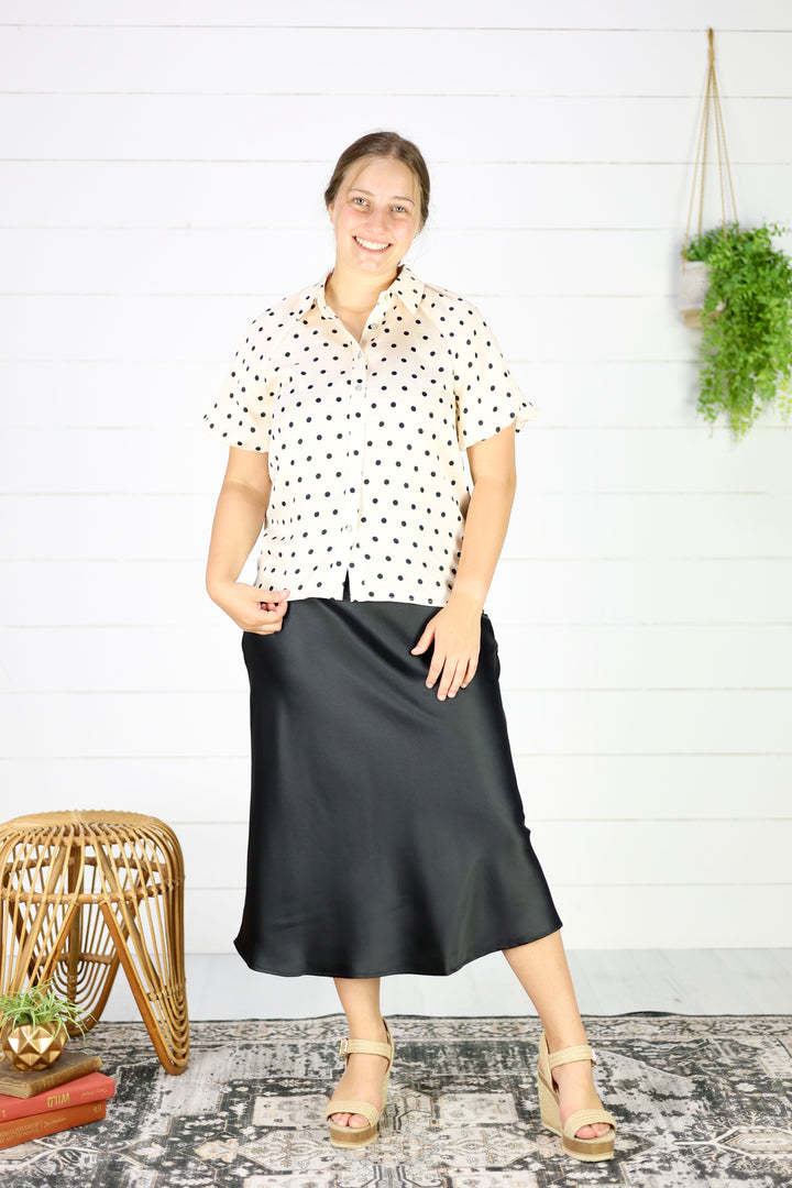 Audrey Polka Dot Top-Cream
