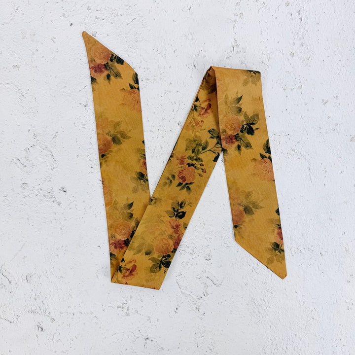 Autumn Rose Skinny Scarf- Mustard