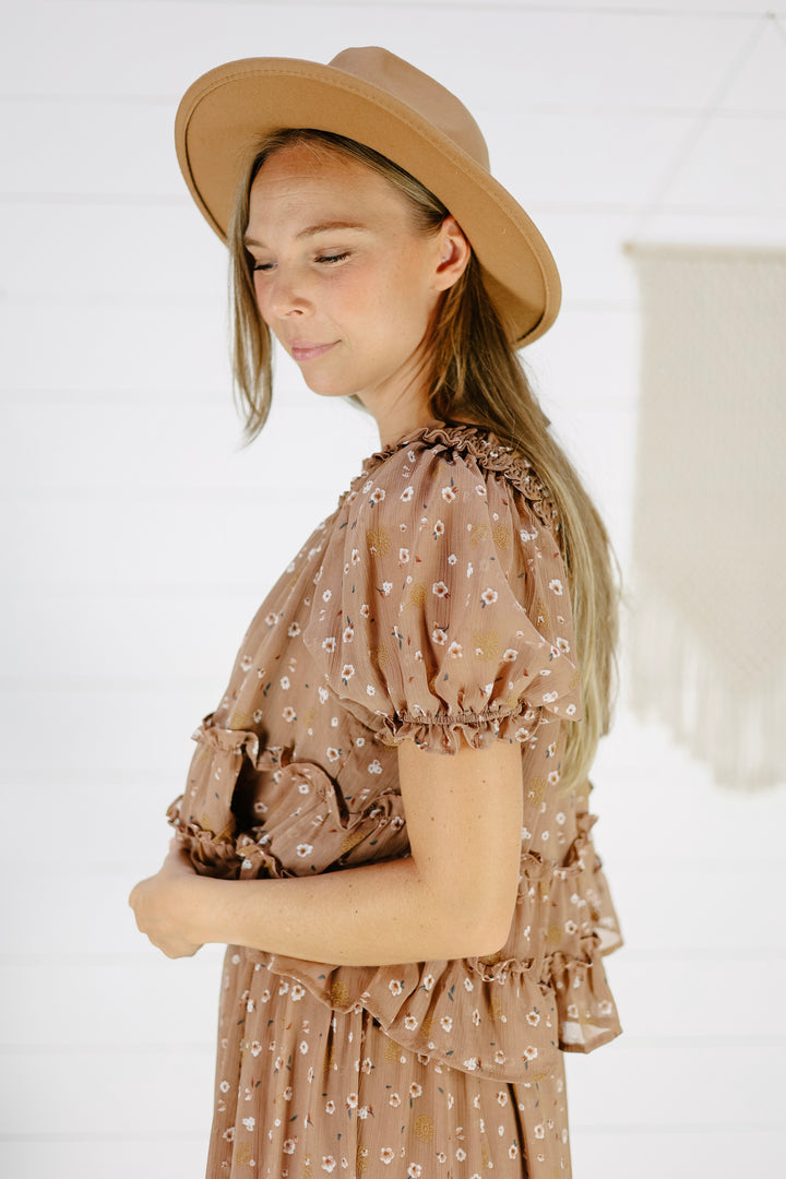 Madilee Floral Blouse- Mocha