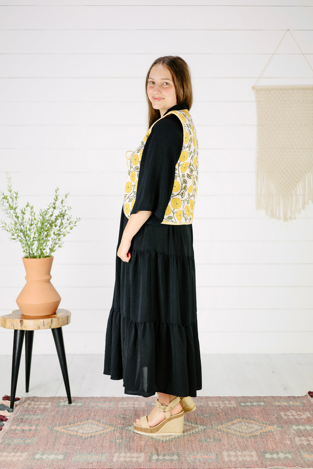 Tildie Floral Vest-Yellow