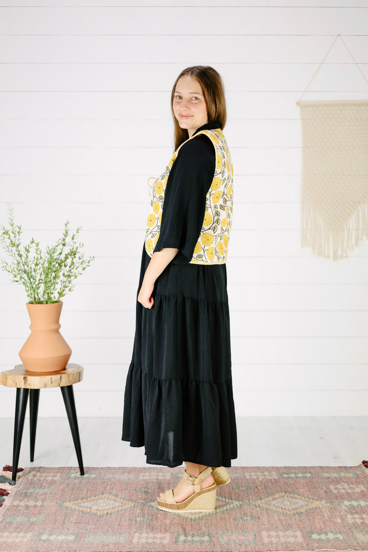 Tildie Floral Vest-Yellow