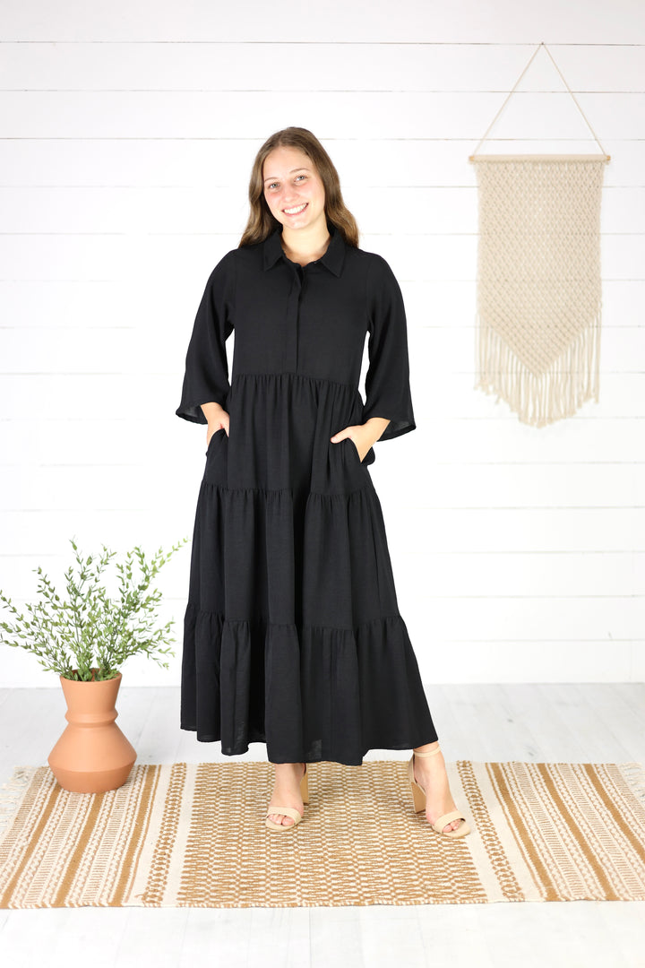 Frankie Rose Midi Dress- Black