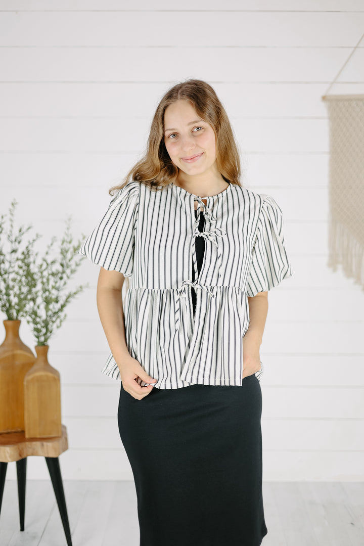 Chloe Tie Front Cardigan- Black