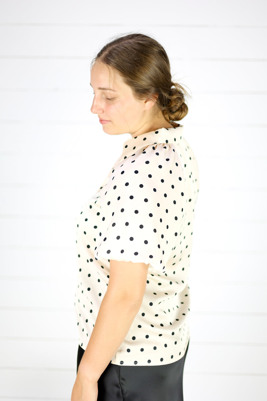 Audrey Polka Dot Top-Cream
