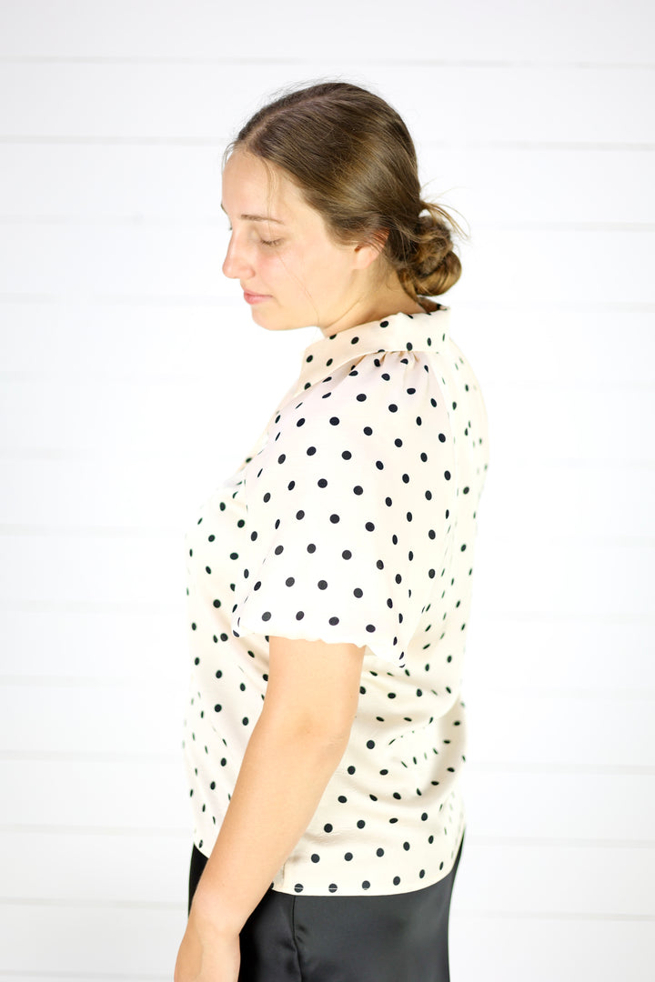 Audrey Polka Dot Top-Cream