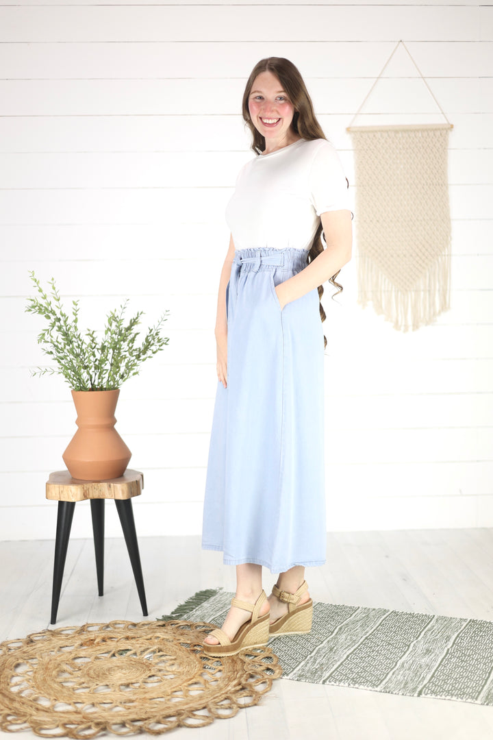 Keaton Maxi Denim Skirt- Lt. Indigo