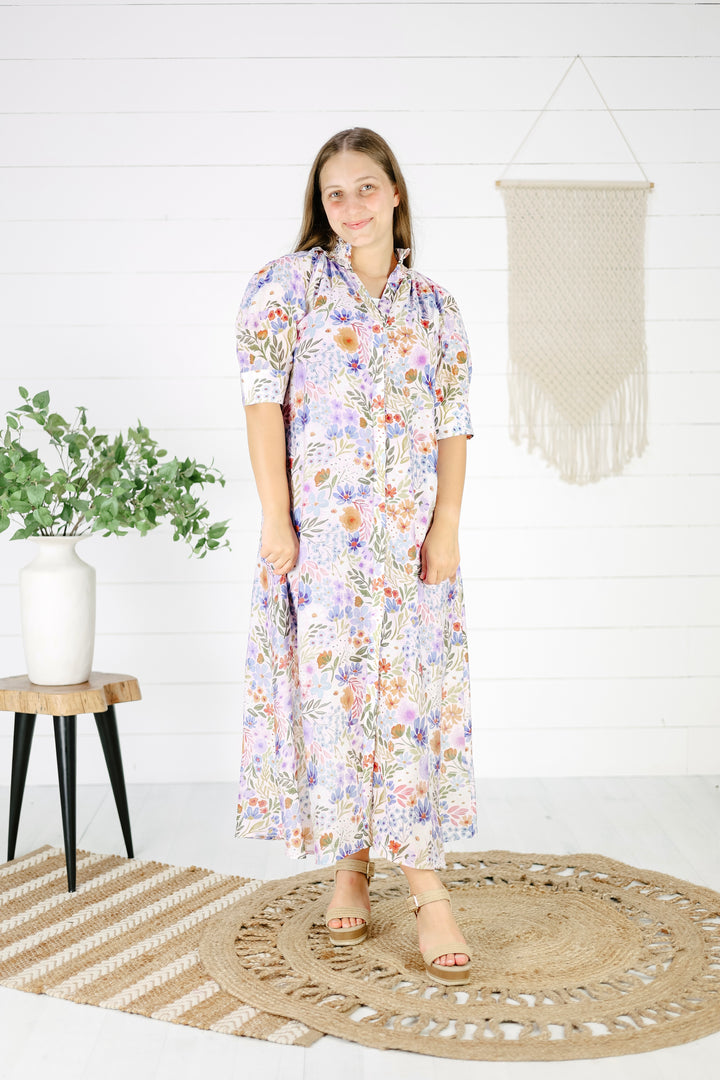 Estella Floral Maxi Dress-Blue