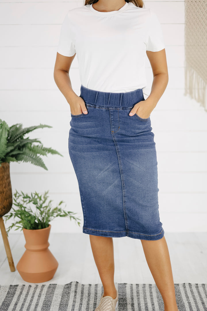 Owen Denim Skirt-Indigo Wash